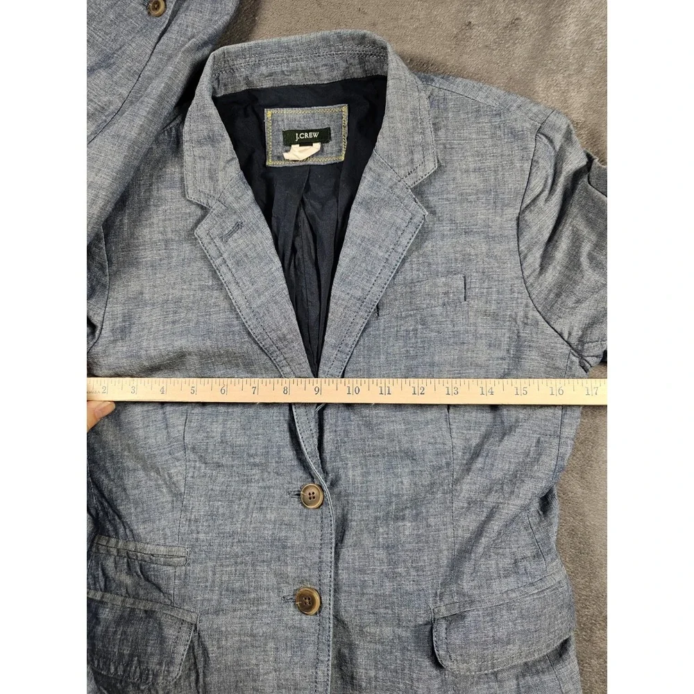 J.Crew Schoolboy Blazer Womens 4‎ Blue Chambray Cotton 2 Button Jacket